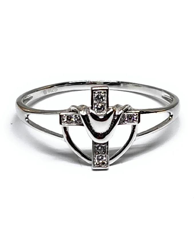 classic gold band ring for men -.925 Silver Cross CZ Ring