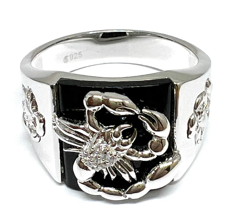 gold engagement ring for women -.925 Silver Men's Scorpion Ring