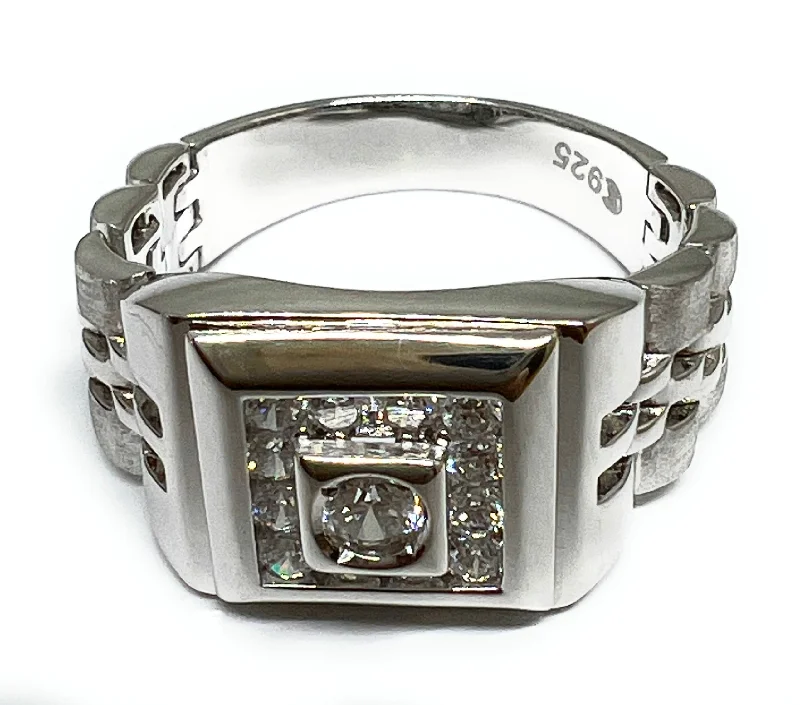 bridal set ring for women -.925 Silver Men's Square CZ Ring