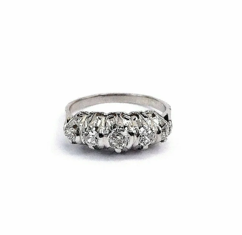 men’s unique wedding band -Antique Platinum 0.48 Carat t.w. Diamond Wedding/Anniversary Ring Circa 1950's