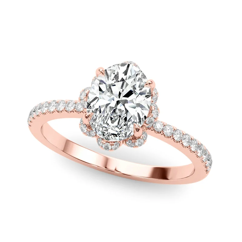 two-tone wedding ring for men -Auriya 14k Rose Gold Lab Grown Oval Diamond Halo Engagement Ring 0.50 to 5.00 ct. tw. (F-G VS)