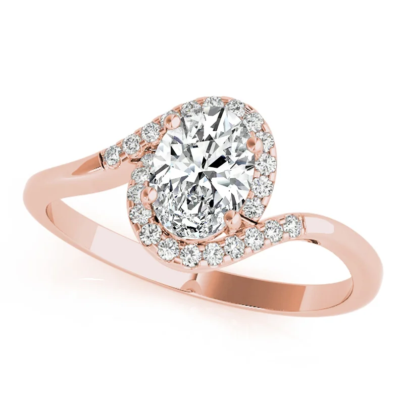 fashion ring for women -Auriya 14k Rose Gold Lab Grown Oval Diamond Halo Engagement Ring 0.50 to 5.00 ct. tw. (F-G VS)