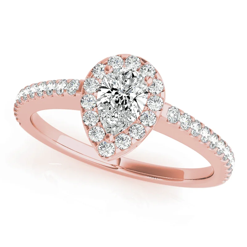 custom promise ring for women -Auriya 14k Rose Gold Lab Grown Pear Diamond Halo Engagement Ring 0.50 to 5.00 ct. tw. (F-G VS)