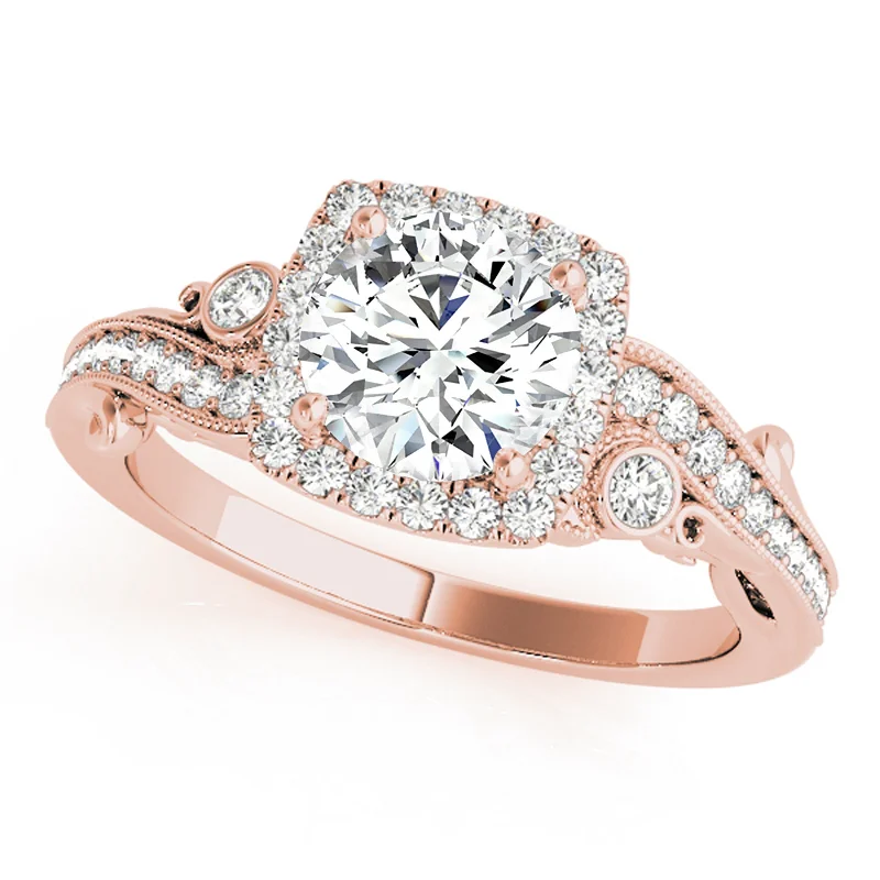 signet ring for men -Auriya 14k Rose Gold Lab Grown Round Diamond Halo Engagement Ring 0.50 to 5.00 ct. tw. (F-G VS)