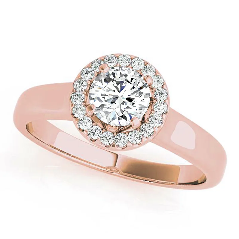 eternity ring for anniversary gifts -Auriya 14k Rose Gold Lab Grown Round Diamond Halo Engagement Ring 0.50 to 5.00 ct. tw. (F-G VS)