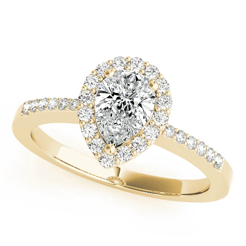 fashion ring for women -Auriya 14k Yellow Gold Lab Grown Pear Diamond Halo Engagement Ring 0.50 to 5.00 ct. tw. (F-G VS)