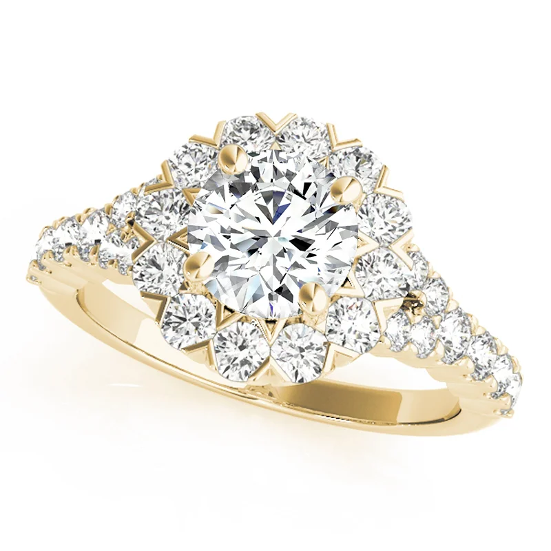 luxury diamond ring for engagements -Auriya 14k Yellow Gold Lab Grown Round Diamond Halo Engagement Ring 0.50 to 5.00 ct. tw. (F-G VS)