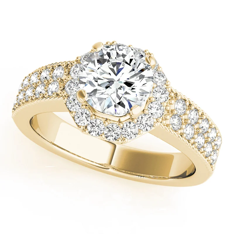 custom promise ring for women -Auriya 14k Yellow Gold Lab Grown Round Diamond Halo Engagement Ring 0.50 to 5.00 ct. tw. (F-G VS)