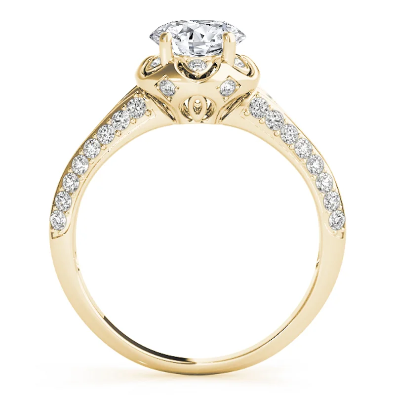 custom name ring for women -Auriya 14k Yellow Gold Lab Grown Round Diamond Halo Engagement Ring 0.50 to 5.00 ct. tw. (F-G VS)