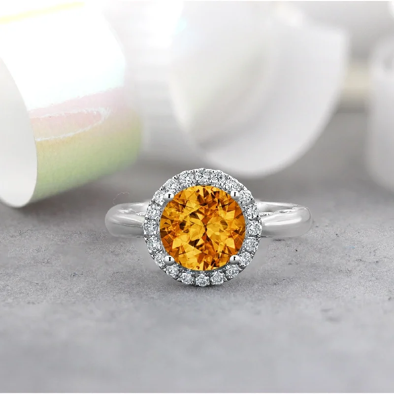 men’s zirconia wedding ring -Auriya 2 1/2ct Round Citrine and Halo Diamond Engagement Ring 1/4ctw 14k Gold