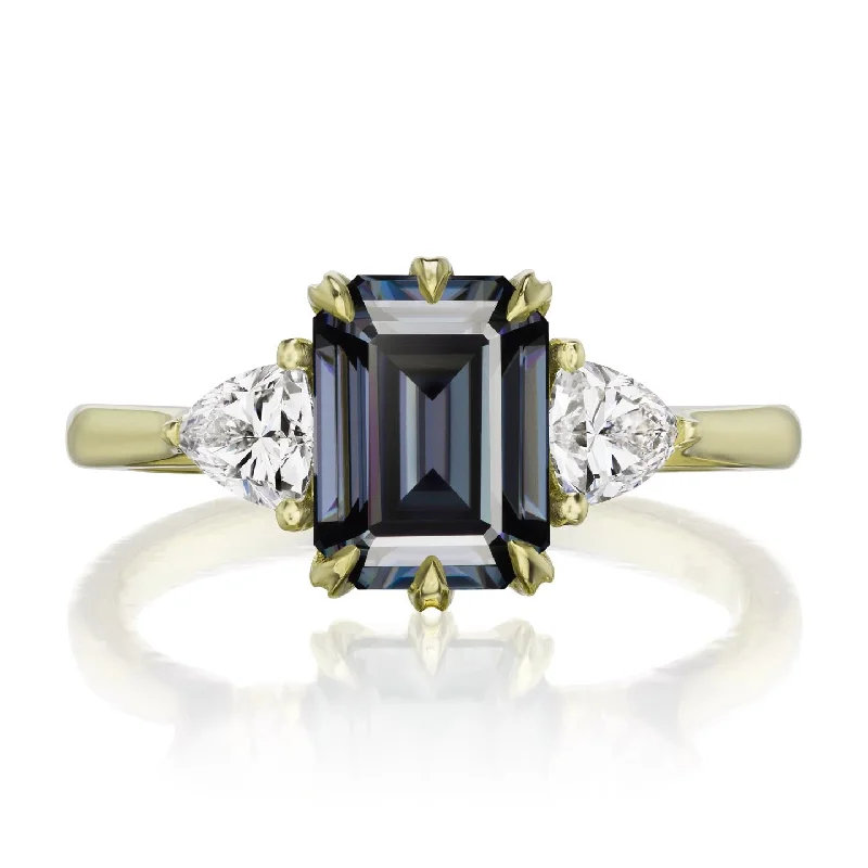 vintage style engagement ring -・AVERY・Emerald Cut Iconic™ Grey Moissanite Center, Trillion Diamonds (2.17ctw)