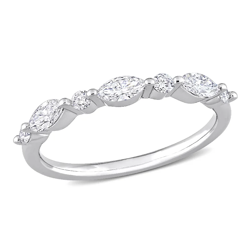 men’s platinum wedding band -Created Forever 1/2ct TW Marquise Lab-Grown Diamond Ring in Platinum Plated Sterling Silver