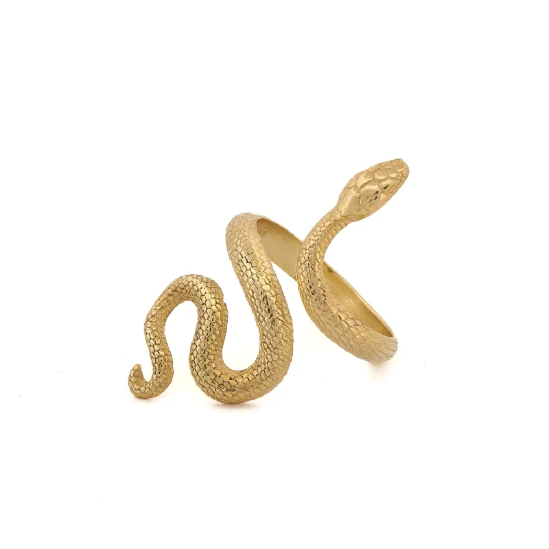 sapphire and diamond ring for women -Cycle of Life Snake Gold Vermeil Ring