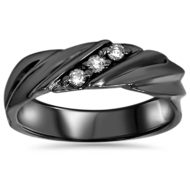 silver statement ring for women -Diamond Ring 14K Black Gold