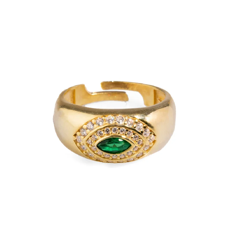 wedding ring set for women -Emerald & Diamond Gold Vermeil Statement Ring