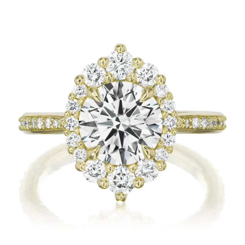 gold anniversary ring for women -・EMERSON・Lab-Grown Diamond Center (VVS2/D), Diamond Halo (2.0ctw+)