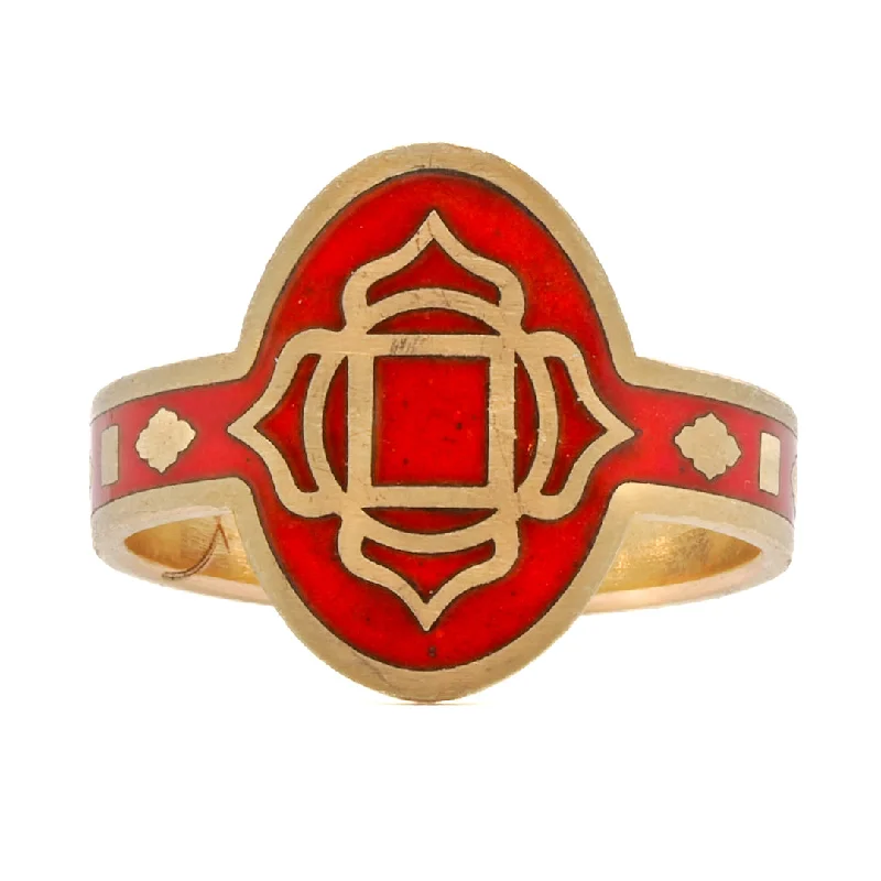 men’s wedding band with rubies -ENAMEL CHAKRA RING