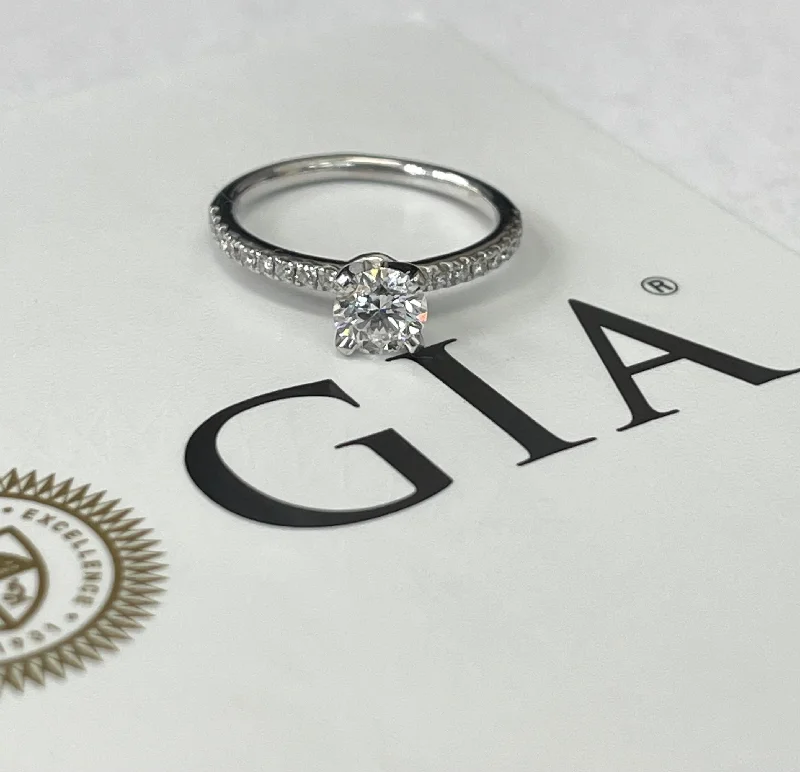 men’s gold signet ring -GIA Certified Round Brilliants Solitaire Diamond Ring .57 carats