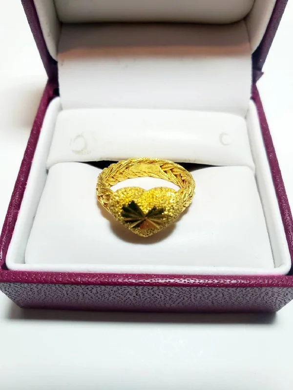 gold engagement ring for women -Gold Heart Ring, 23K Gold