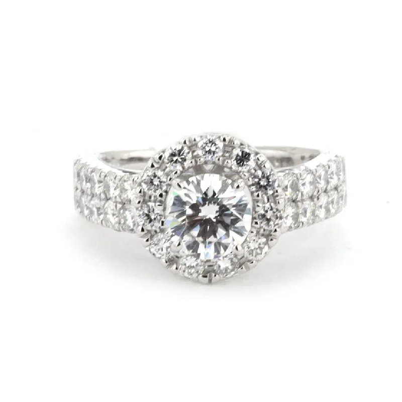 solitaire engagement ring with diamond -1.28 ctw Diamond Halo Engagement Ring