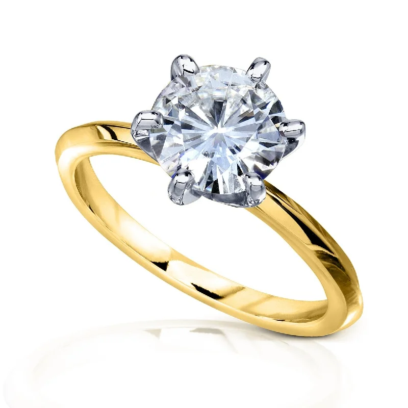 custom couple’s rings for weddings -Kobelli Grown Certified 14k Solid Gold 2 Carat EF/VS Solitaire Lab Grown Diamond 6-Prong Engagement Ring