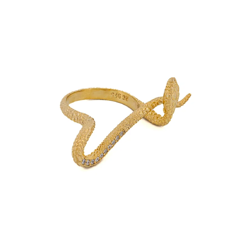 classic gold band ring for men -Mythology Snake Gold Vermeil & Diamond Design Ring