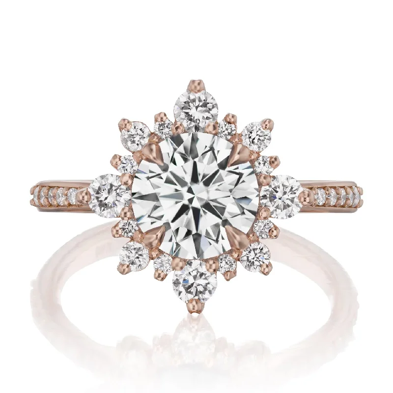 modern engagement ring for women -・REYNA・Lab-Grown Diamond Center (VVS2/D), Diamond Halo (2.0ctw+)