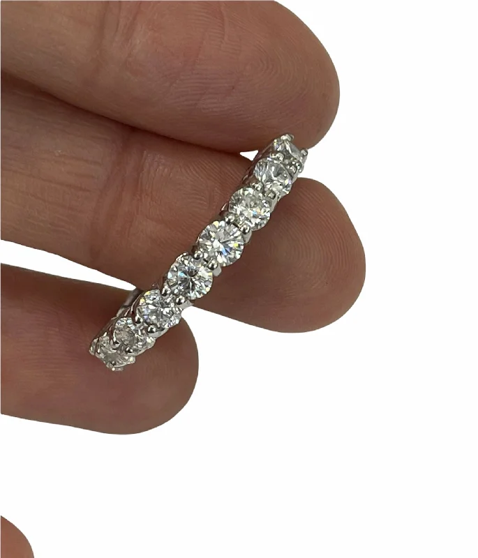 custom birthstone ring for men -Round Brilliants Nine Stone Diamond Band White Gold 14kt