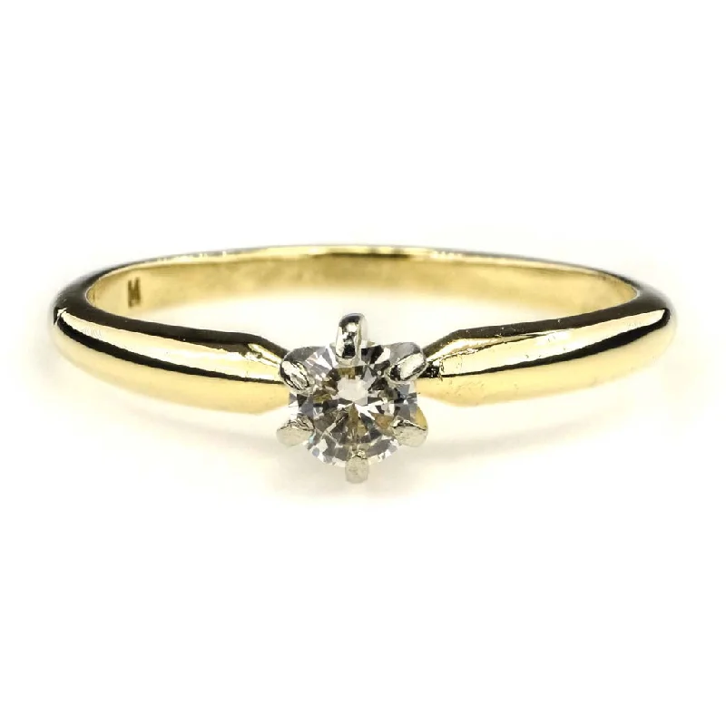 solitaire engagement ring with diamond -Round Diamond Solitaire Engagement Ring 0.20ct in 14K Yellow Gold