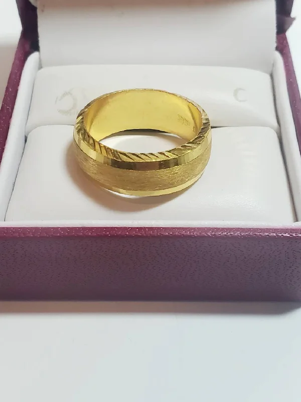 vintage style engagement ring -Textured Band Ring, 23K Gold