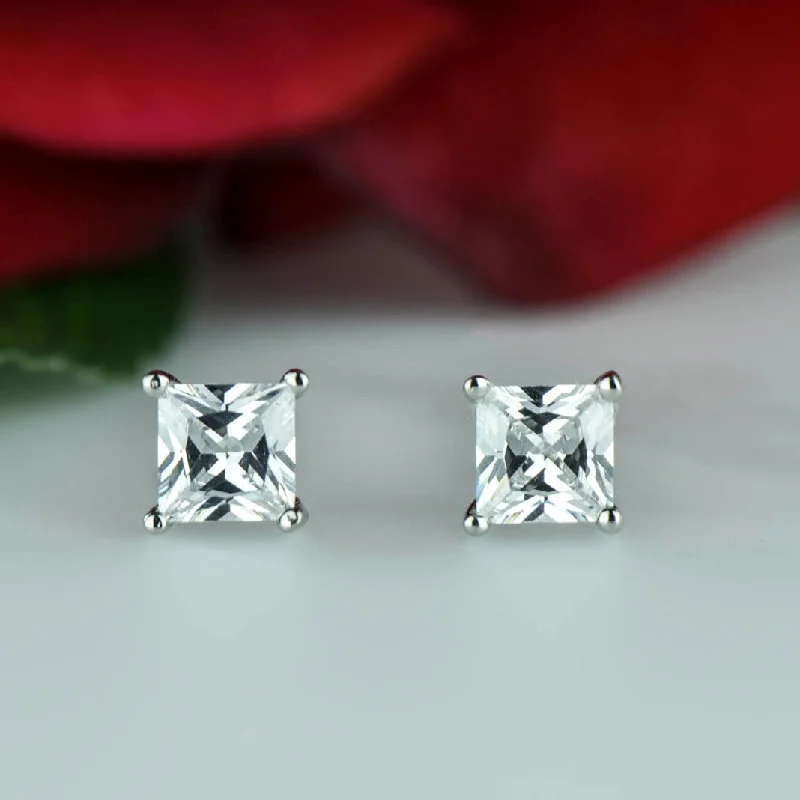 hoop and stud earrings set-1.5 ctw Princess Cut Earrings