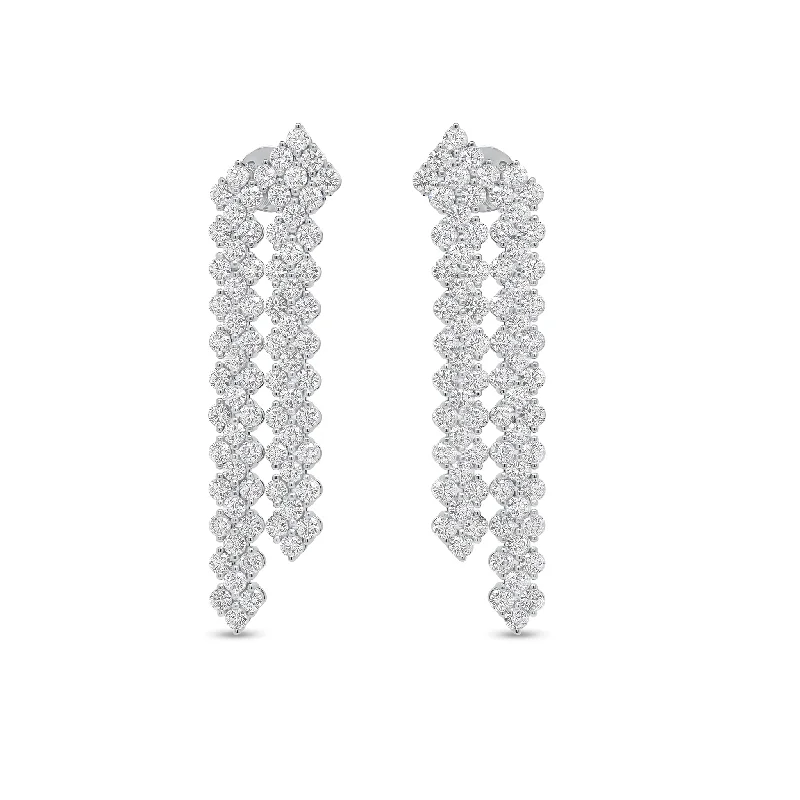 silver hoop stud earrings-Diamond Waterfall Earrings