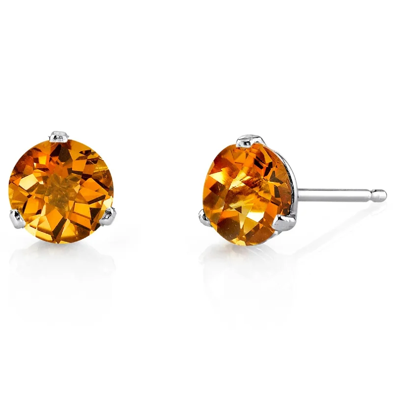 sapphire stud earrings-14k White Gold Citrine Stud Earrings 1.63ct Round Shape