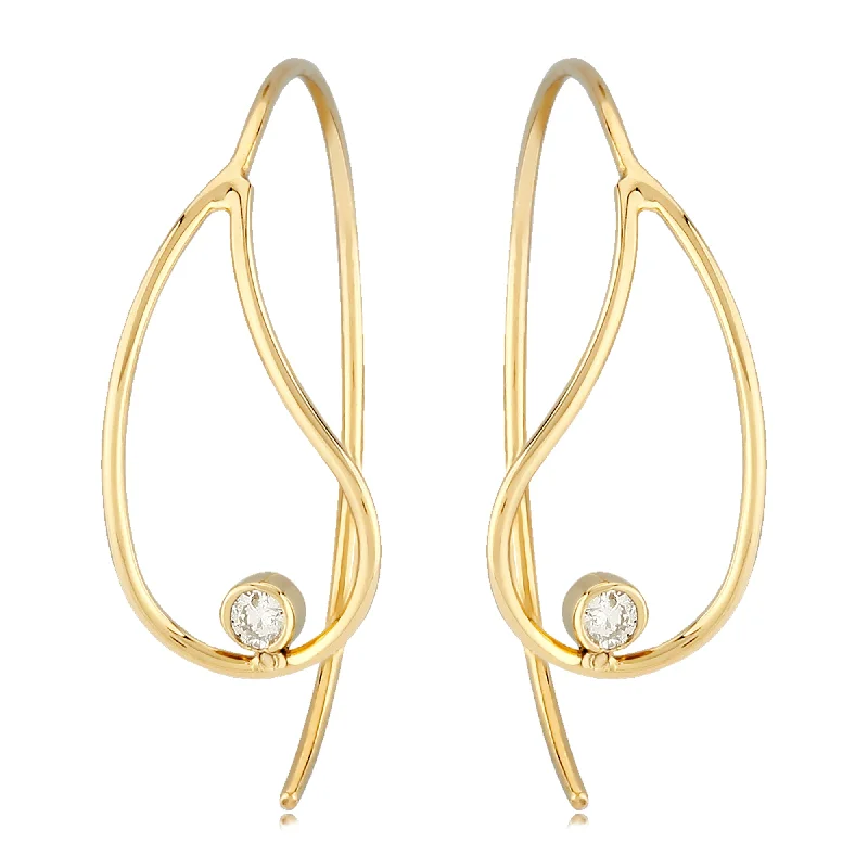 double stud earrings for women-14K Yellow Gold 0.06cttw Diamond Tear Drop Earrings