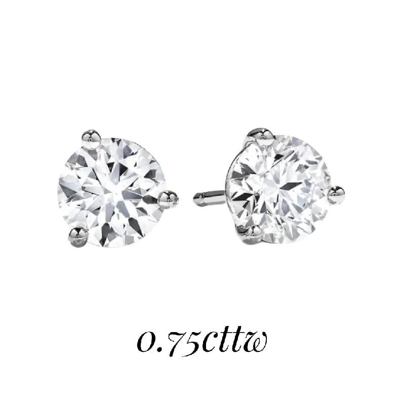 women’s chic stud earrings-18K White Gold 0.72cttw VS-SI I-J Hearts on Fire Solitaire Diamond Earrings