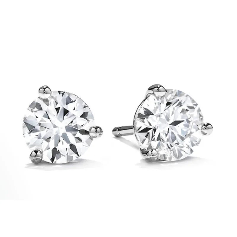 stud earrings for wedding gifts-18K White Gold 0.32cttw VS-SI I-J Hearts on Fire Solitaire Diamond Earrings