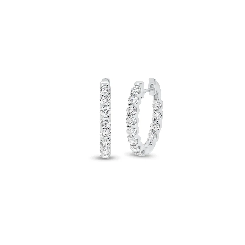 luxury stud earrings-1 ct Diamond Interior & Exterior Huggie Earrings