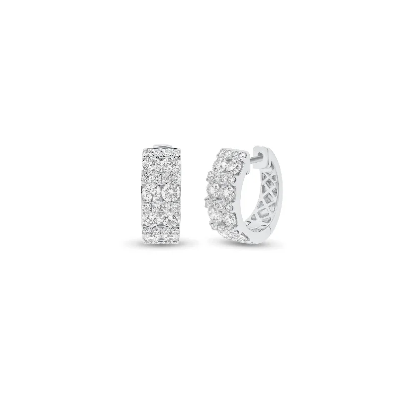 unique stud earrings for women-Diamond Pattern Huggie Earrings