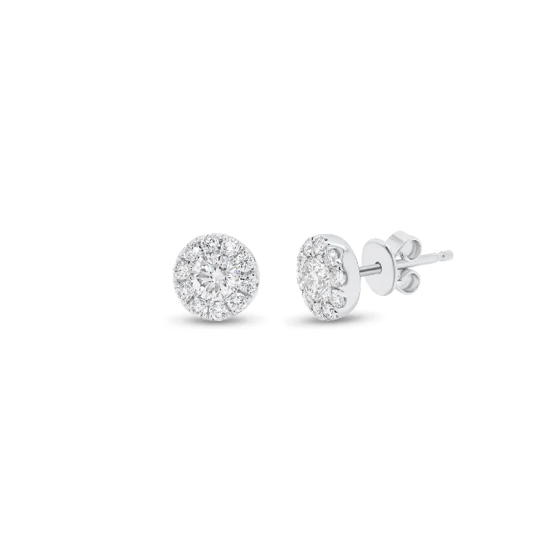 fashion stud earrings for women-0.64 ct Diamond Halo Stud Earrings