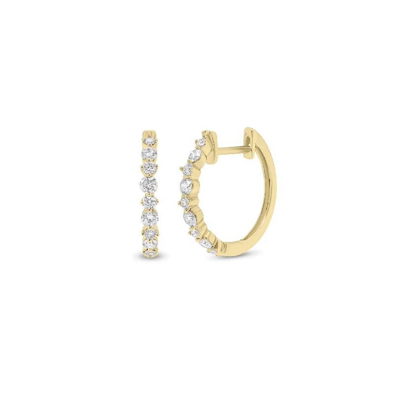 stud earrings with diamonds-Diamond Multi-Prong Set Huggie Earrings