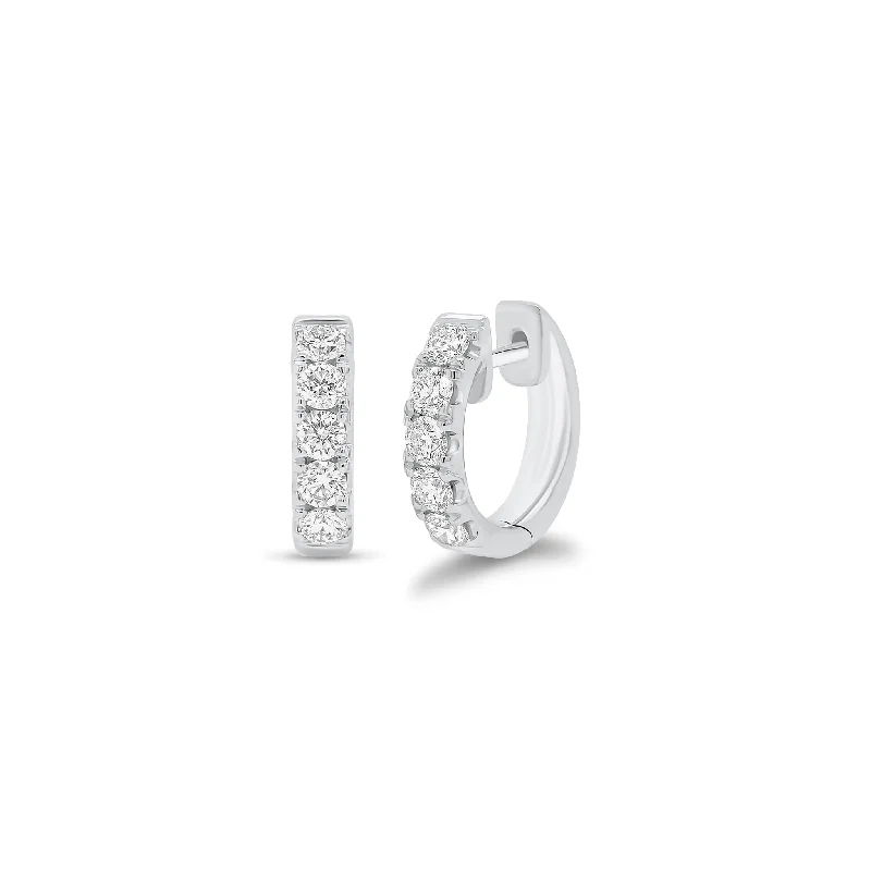 custom stud earrings-10-Stone Diamond Huggie Earrings