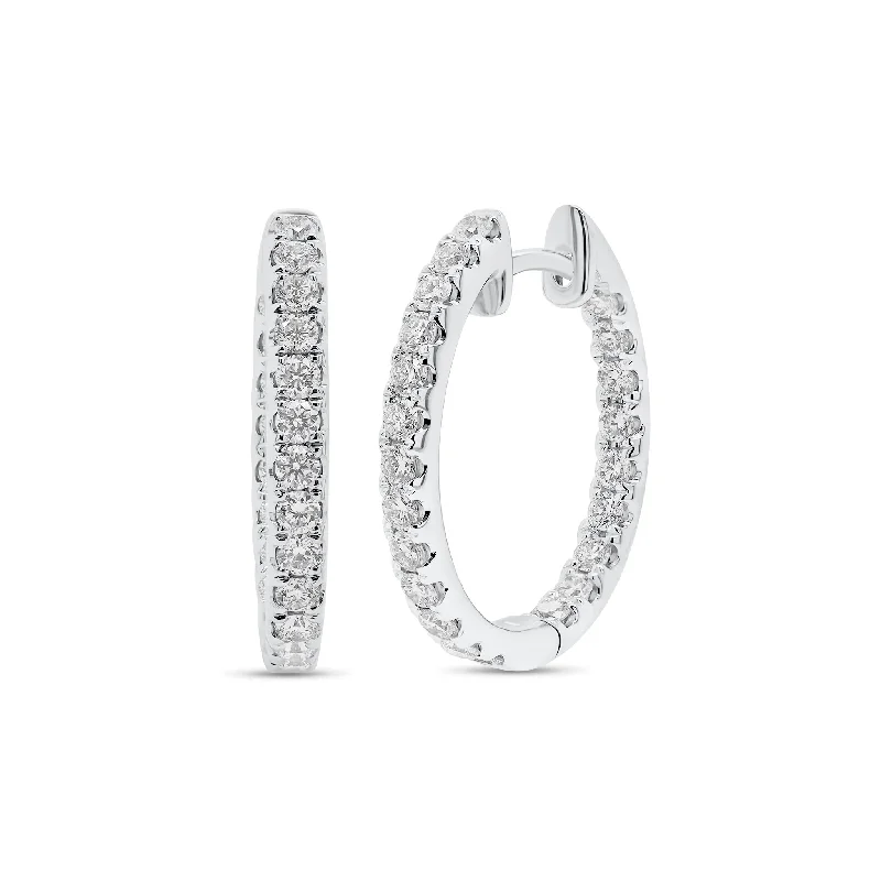 simple stud earrings for women-Diamond Interior & Exterior Large Huggie Earrings