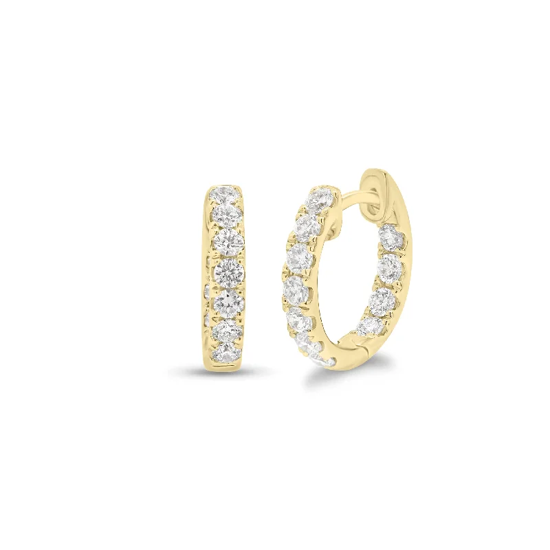 women’s gemstone stud earrings-0.87 ct Inside-Out Diamond Huggie