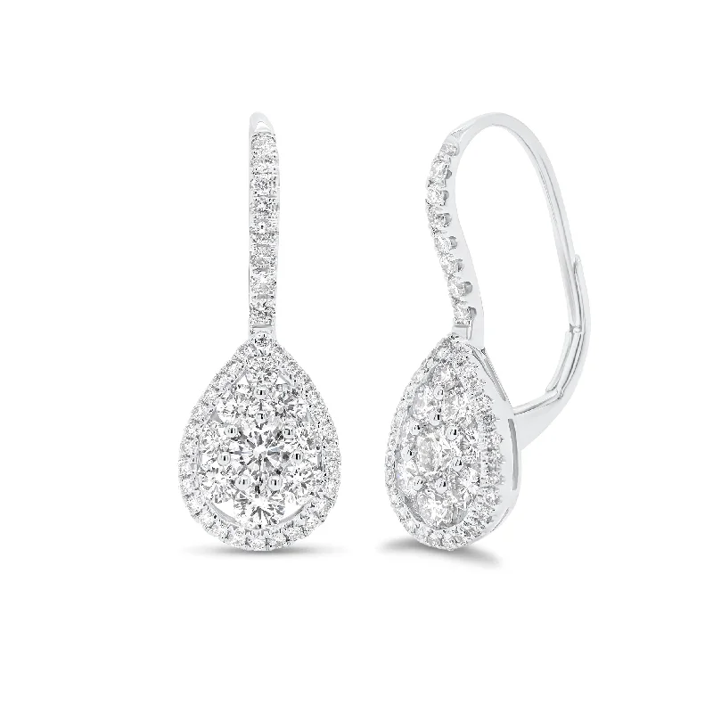 designer stud earrings-Diamond Teardrop Lever-Back Earrings