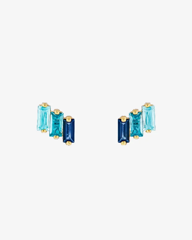 silver hoop stud earrings-Amalfi Blue Ombre Studs