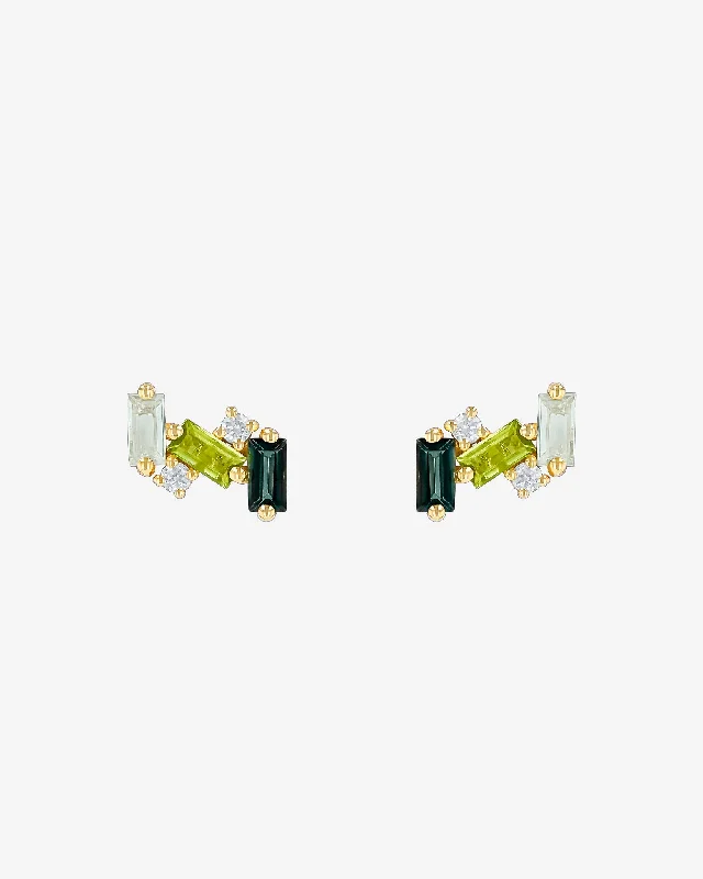 rainbow stud earrings for women-Amalfi Burst Green Ombre Studs