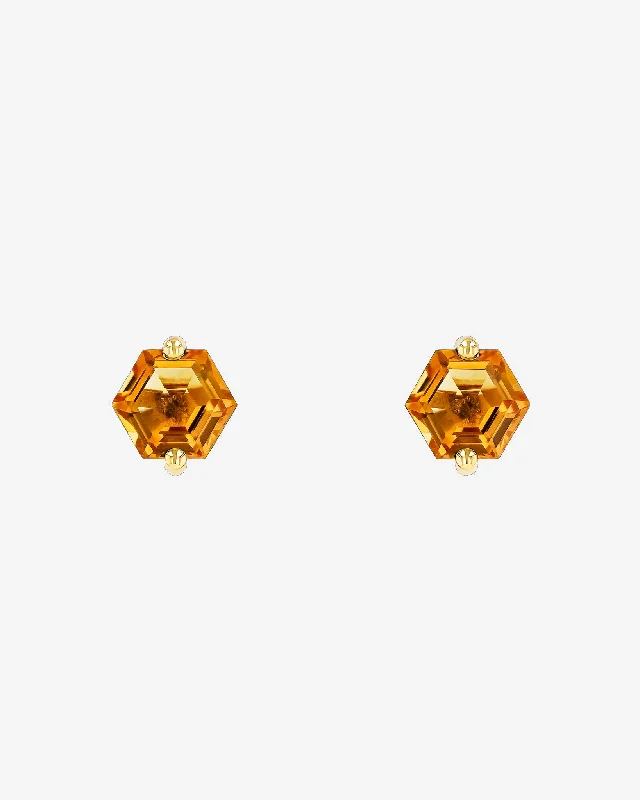 sterling silver stud earrings-Amalfi Hexagon Citrine Studs