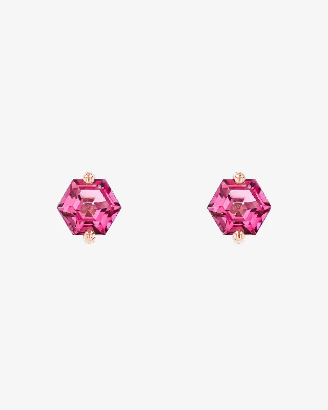 women’s gemstone stud earrings-Amalfi Hexagon Pink Topaz Studs