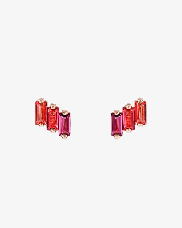 crystal stud earrings-Amalfi Red Ombre Studs