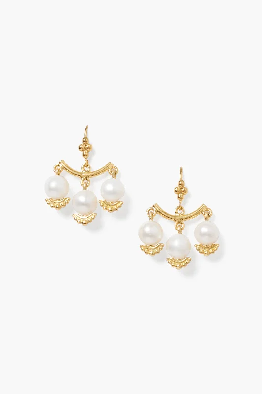 silver stud earrings with gemstones-Anahi Chandelier Earrings White Pearl